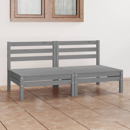 Sofá de jardín 2 plazas madera maciza pino gris de vidaXL, Sofás de exterior - Ref: Foro24-3082374, Precio: 107,58 €