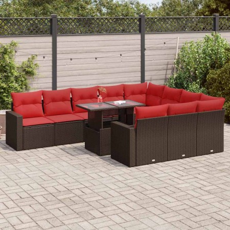 Set sofás jardín y cojines 11 pzas ratán sintético acacia gris by , Garden sets - Ref: Foro24-3326395, Price: 887,89 €, Disco...