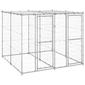 Outdoor steel dog kennel with a roof, 4.84 m² by vidaXL, Dog kennels and fences - Ref: Foro24-3082271, Price: 361,38 €, Disco...