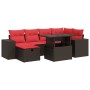 Set sofás jardín y cojines 7 pzas ratán sintético acacia negro by , Garden sets - Ref: Foro24-3327944, Price: 563,32 €, Disco...