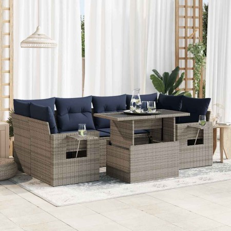 Set sofás jardín y cojines 7 pzas ratán sintético acacia negro von , Gartensets - Ref: Foro24-3326432, Preis: 590,70 €, Rabat...
