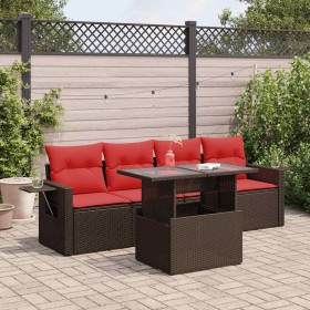 Comprar Set sofás jardín y cojines 5 pzas ratán