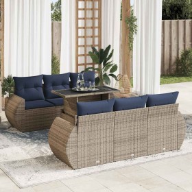 Set sofás jardín y cojines 7 pzas ratán sintético acacia gris by , Garden sets - Ref: Foro24-3326582, Price: 621,06 €, Discou...