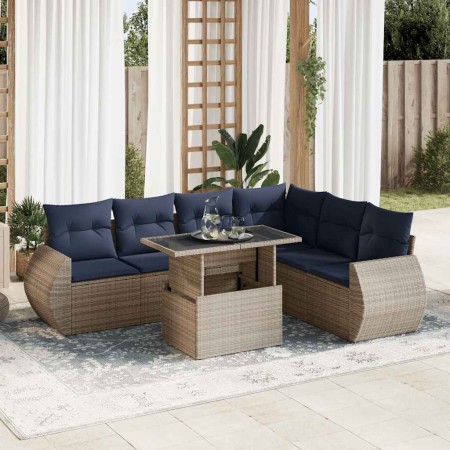 Set sofás jardín y cojines 7 pzas ratán sintético acacia gris by , Garden sets - Ref: Foro24-3326652, Price: 593,18 €, Discou...