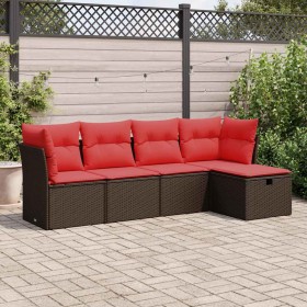 Set comedor de jardín 5 piezas y cojines ratán