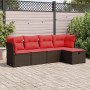 Set comedor de jardín 5 piezas y cojines ratán sintético marrón by , Garden sets - Ref: Foro24-3325270, Price: 357,06 €, Disc...
