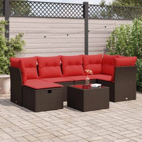 Juego de sofás de jardín 7 piezas con cojines ratán PE marrón de , Conjuntos de jardín - Ref: Foro24-3325300, Precio: 494,36 €