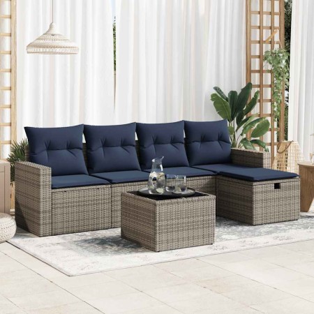 Set de muebles de jardín 6 pzas y cojines ratán sintético gris by , Garden sets - Ref: Foro24-3325377, Price: 406,17 €, Disco...