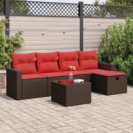 Set sofás de jardín 6 piezas y cojines ratán sintético marrón by , Garden sets - Ref: Foro24-3325380, Price: 404,13 €, Discou...