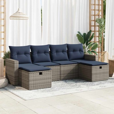 Set de muebles de jardín 6 pzas y cojines ratán sintético gris by , Garden sets - Ref: Foro24-3325427, Price: 415,54 €, Disco...