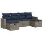 Set de muebles de jardín 6 pzas y cojines ratán sintético gris by , Garden sets - Ref: Foro24-3325427, Price: 415,54 €, Disco...