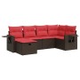 Set sofás de jardín 6 piezas y cojines ratán sintético marrón by , Garden sets - Ref: Foro24-3325490, Price: 437,60 €, Discou...