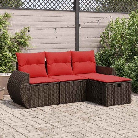 Set de sofás de jardín 4 pzas y cojines ratán sintético marrón by , Garden sets - Ref: Foro24-3325560, Price: 310,45 €, Disco...