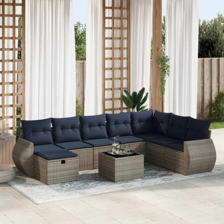 Set de sofás de jardín con cojines 9 pzas ratán sintético gris by , Garden sets - Ref: Foro24-3325647, Price: 666,31 €, Disco...