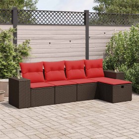 Set comedor de jardín 5 piezas y cojines ratán
