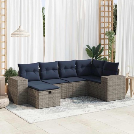Set de muebles de jardín 6 pzas y cojines ratán sintético gris by , Garden sets - Ref: Foro24-3325687, Price: 484,47 €, Disco...