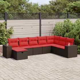 Set sofás de jardín 8 piezas y cojines ratán