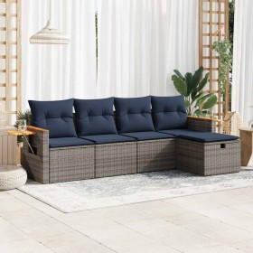 Juego de sofás jardín con cojines 5 pzas ratán sintético gris by , Garden sets - Ref: Foro24-3325960, Price: 374,86 €, Discou...