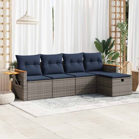 Juego de sofás jardín con cojines 5 pzas ratán sintético gris by , Garden sets - Ref: Foro24-3325960, Price: 374,86 €, Discou...