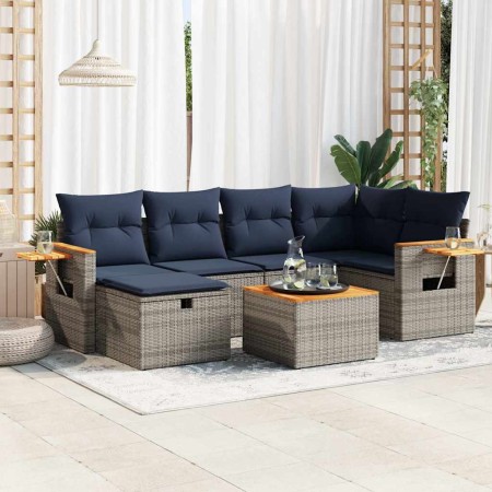Set de sofás de jardín 7 pzas con cojines ratán sintético gris by , Garden sets - Ref: Foro24-3325981, Price: 503,03 €, Disco...