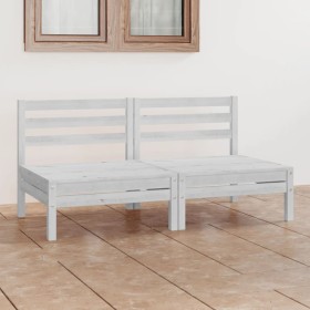2 seater garden sofa white solid pine wood by vidaXL, Outdoor sofas - Ref: Foro24-3082373, Price: 98,36 €, Discount: %