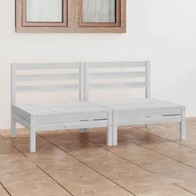 2 seater garden sofa white solid pine wood by vidaXL, Outdoor sofas - Ref: Foro24-3082373, Price: 97,07 €, Discount: %