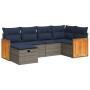 Set de muebles de jardín 6 pzas y cojines ratán sintético gris | Foro24.es | Tu tienda online para hogar, jardín y más Foro24.es
