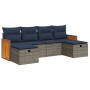Set de muebles de jardín 6 pzas y cojines ratán sintético gris by , Garden sets - Ref: Foro24-3326058, Price: 431,67 €, Disco...