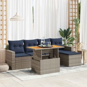 Set de muebles de jardín 6 pzas y cojines ratán sintético gris by , Garden sets - Ref: Foro24-3327029, Price: 443,13 €, Disco...