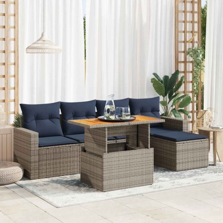 Set de muebles de jardín 6 pzas y cojines ratán sintético gris by , Garden sets - Ref: Foro24-3327029, Price: 443,13 €, Disco...