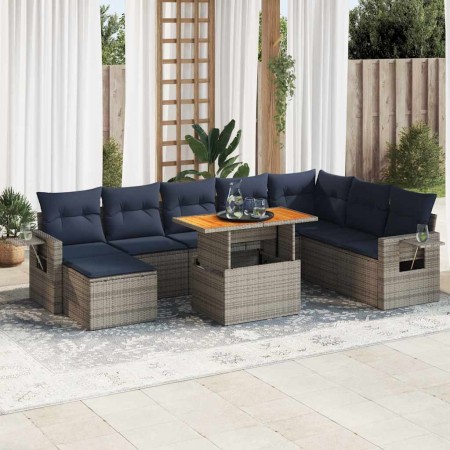 Set de sofás de jardín con cojines 9 pzas ratán sintético gris von , Gartensets - Ref: Foro24-3327190, Preis: 678,46 €, Rabat...