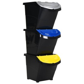 Cubos de basura apilables con tapa 3 uds PP negro 78 L von , Mülltonnen und Mülltonnen - Ref: Foro24-364069, Preis: 62,15 €, ...