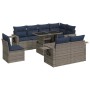 Juego Sofá Jardín 9 Piezas con Cojines Marrón Poli Ratán Acacia by , Garden sets - Ref: Foro24-3326502, Price: 745,35 €, Disc...