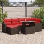 Juego Sofá Jardín 7 Piezas con Cojines Marrón Poli Ratán Acacia by , Garden sets - Ref: Foro24-3326355, Price: 539,27 €, Disc...