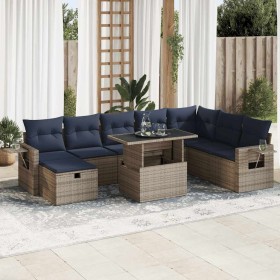 Juego Sofá Jardín 9 Piezas con Cojines Marrón Poli Ratán Acacia von , Gartensets - Ref: Foro24-3327881, Preis: 689,18 €, Raba...