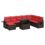 Juego Sofá Jardín 9 Piezas con Cojines Marrón Poli Ratán Acacia by , Garden sets - Ref: Foro24-3326535, Price: 668,83 €, Disc...