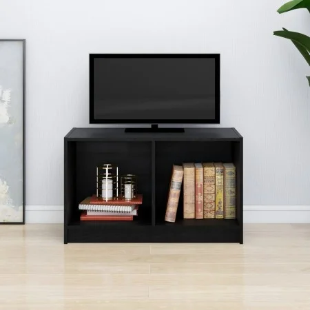 Massiver TV-Schrank aus schwarzem Kiefernholz, 70 x 33 x 42 cm von vidaXL, TV-Möbel - Ref: Foro24-809946, Preis: 32,80 €, Rab...