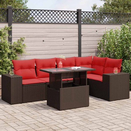 Juego Sofá Jardín 6 Piezas con Cojines Marrón Poli Ratán Acacia by , Garden sets - Ref: Foro24-3326805, Price: 510,98 €, Disc...
