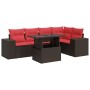 Juego Sofá Jardín 6 Piezas con Cojines Marrón Poli Ratán Acacia by , Garden sets - Ref: Foro24-3326805, Price: 510,98 €, Disc...