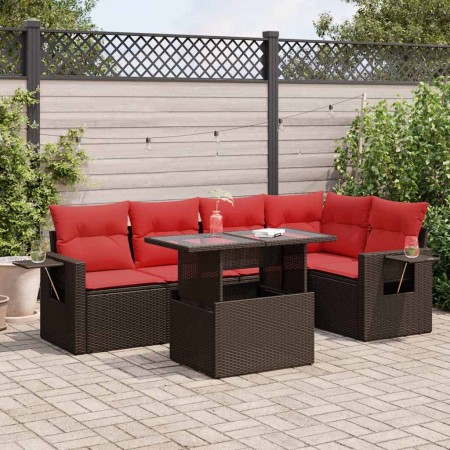 Juego Sofá Jardín 6 Piezas con Cojines Marrón Poli Ratán Acacia by , Garden sets - Ref: Foro24-3326485, Price: 486,48 €, Disc...