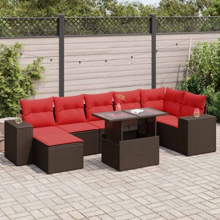 Juego Sofá Jardín 8 Piezas con Cojines Marrón Poli Ratán Acacia by , Garden sets - Ref: Foro24-3326845, Price: 628,51 €, Disc...
