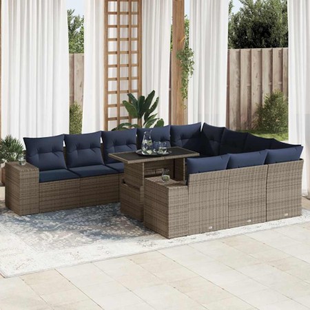 Set sofás jardín y cojines 11 pzas ratán sintético acacia gris | Foro24.es | Tu tienda online para hogar, jardín y más Foro24.es