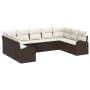 Conjunto de sofá de jardín 9 pcs Marrón Poliratán