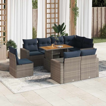 Set de sofás de jardín con cojines 9 pzas ratán sintético gris by , Garden sets - Ref: Foro24-3327057, Price: 712,13 €, Disco...