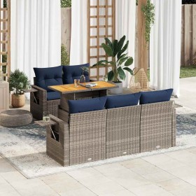 Set de muebles de jardín 6 pzas y cojines ratán sintético gris von , Gartensets - Ref: Foro24-3327106, Preis: 504,39 €, Rabat...