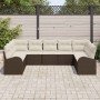 Conjunto de sofá de jardín 9 pcs Marrón Poliratán