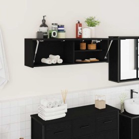 Mueble de pared de baño madera ingeniería negro 100x25x30 cm by , bathroom vanities - Ref: Foro24-860095, Price: 63,02 €, Dis...