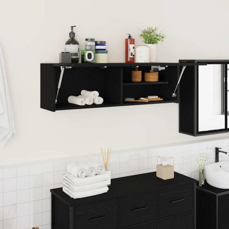 Mueble de pared de baño madera ingeniería negro 100x25x30 cm by , bathroom vanities - Ref: Foro24-860095, Price: 63,02 €, Dis...