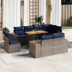 Set de sofás de jardín con cojines 9 pzas ratán sintético gris de , Conjuntos de jardín - Ref: Foro24-3327393, Precio: 759,61 €