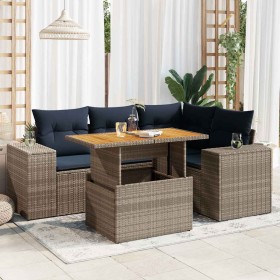 Juego de sofás jardín con cojines 5 pzas ratán sintético gris de , Conjuntos de jardín - Ref: Foro24-3327372, Precio: 441,00 €